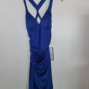 B Darlin Striking Backless Blue Dress